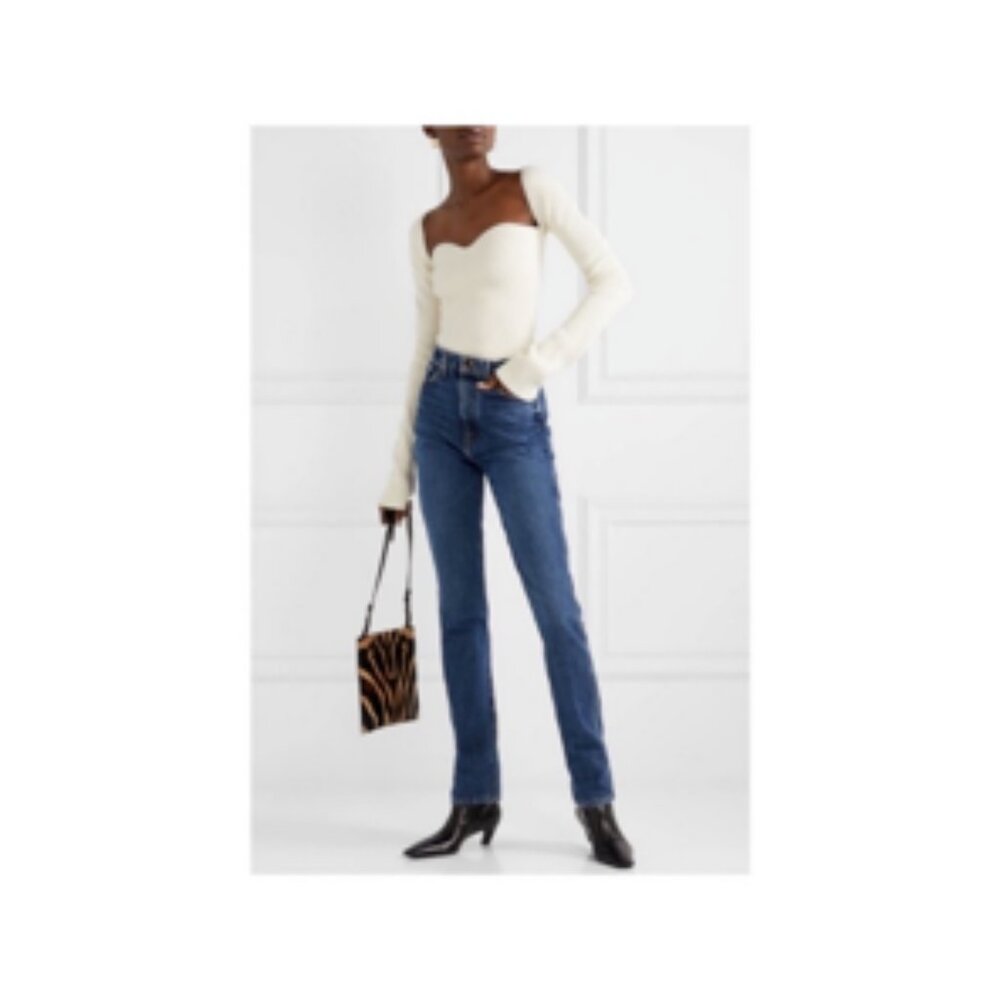 Khaite Daria High Rise Slim Straight Cotton Jeans 31 - Picture 2 of 15